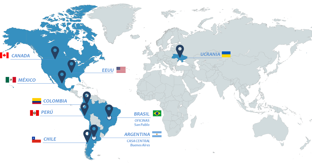 Mapa de países donde ENEF realizó trabajos